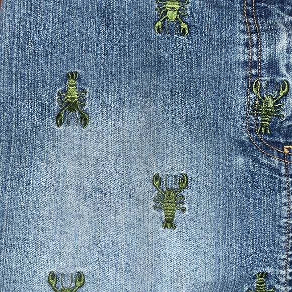 Lily Pulitzer denim skirt with embroidered lobster animal - Picture 2 of 5